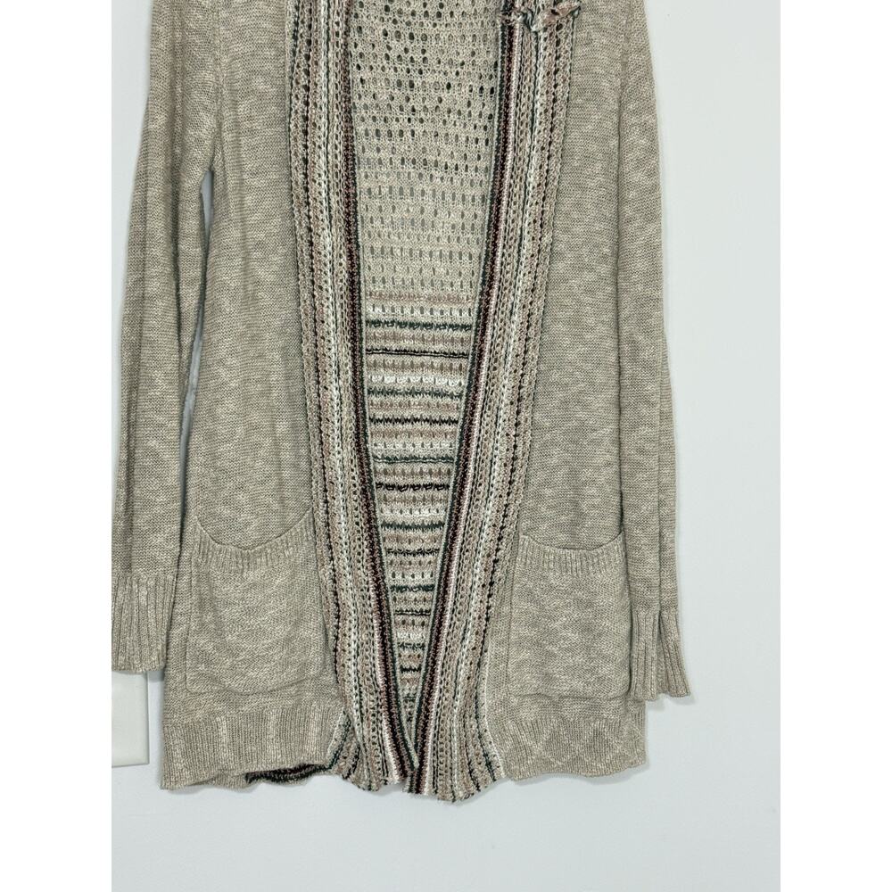 Natural Reflections Womens Boho Hooded Open Front Cardigan Oatmeal Size S - Picture 4 of 13